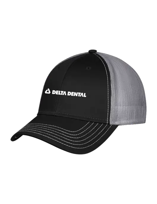 Black & Grey Mesh Trucker Cap Snap Back w/Delta Dental
