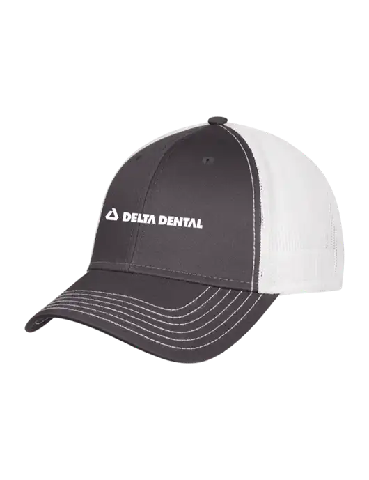 Dark Grey/White Mesh Trucker Cap Snap Back w/Delta Dental