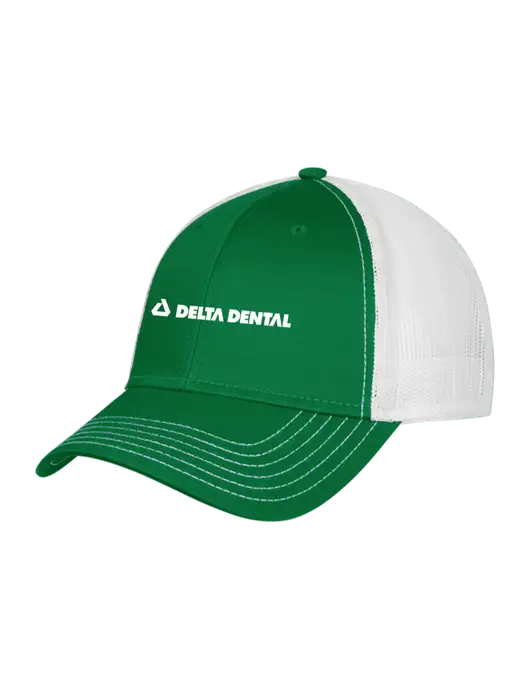 Kelly & White Mesh Trucker Cap Snap Back w/Delta Dental