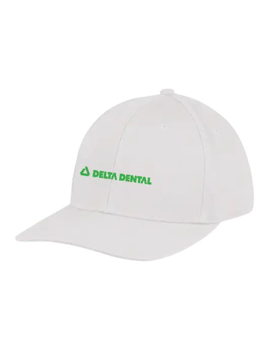 Premium Modern Structured Twill White Snapback Cap w/Delta Dental