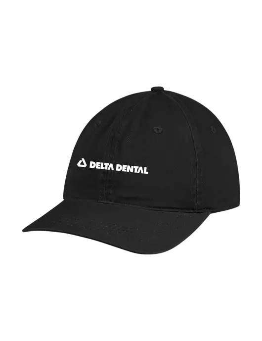 Garment Washed Unstructured Twill Black Cap w/Delta Dental