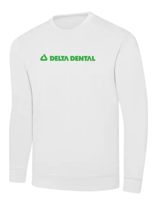White 7.8 oz Ring Spun Crew Sweatshirt w/Delta Dental