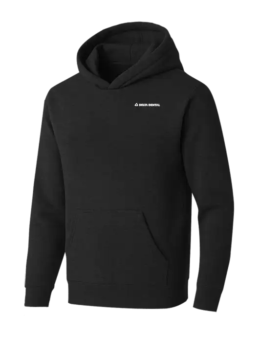 BELLA+CANVAS Black Heather Sponge Fleece Pullover Hoodie w/Delta Dental