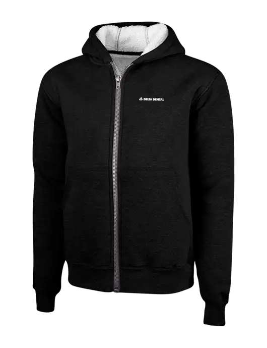 Cornerstone Black Heavyweight Sherpa Lined Hooded Fleece Jacket w/Delta Dental