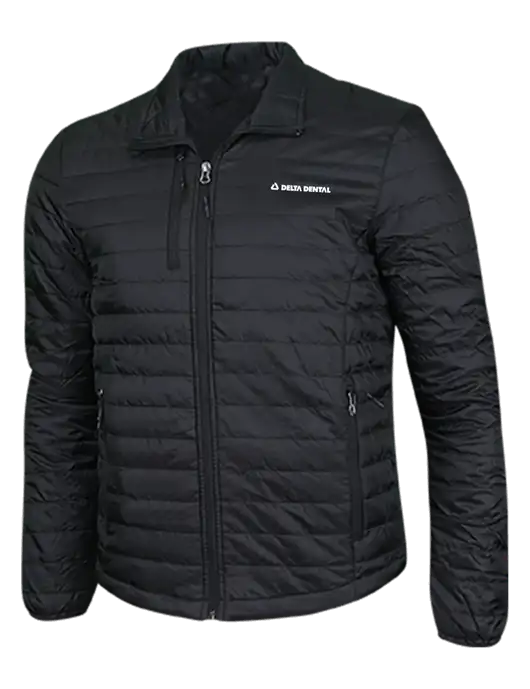 Deep Black Puffy Packable Jacket w/Delta Dental