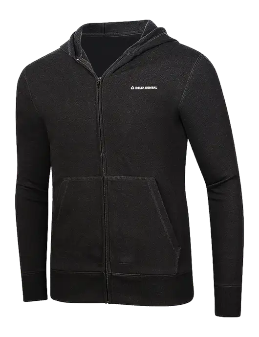 Full-Zip Black Heavyweight Hooded Sweatshirt w/Delta Dental