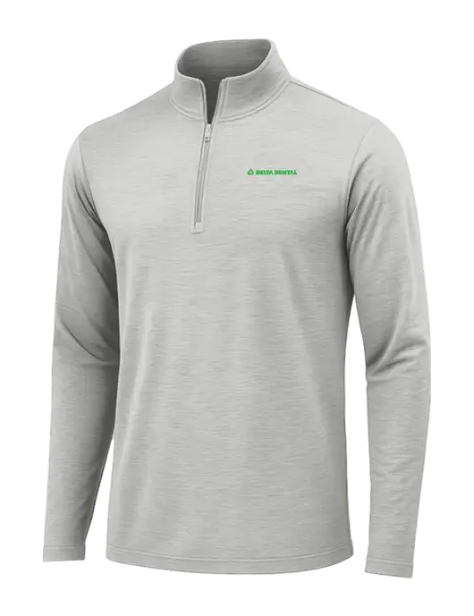 Light Grey Heather Posicharge Tri-Blend Wicking 1/4 Zip Pullover w/Delta Dental