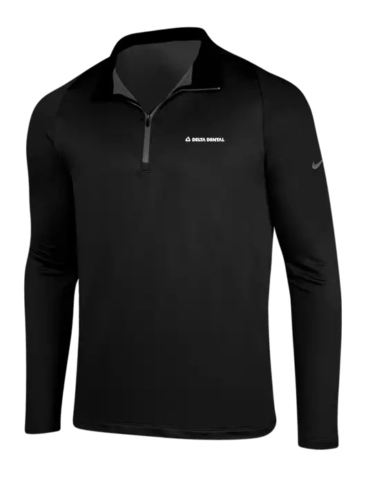NIKE Black/Dark Grey Dry-Fit Stretch 1/2 Zip Cover-Up w/Delta Dental