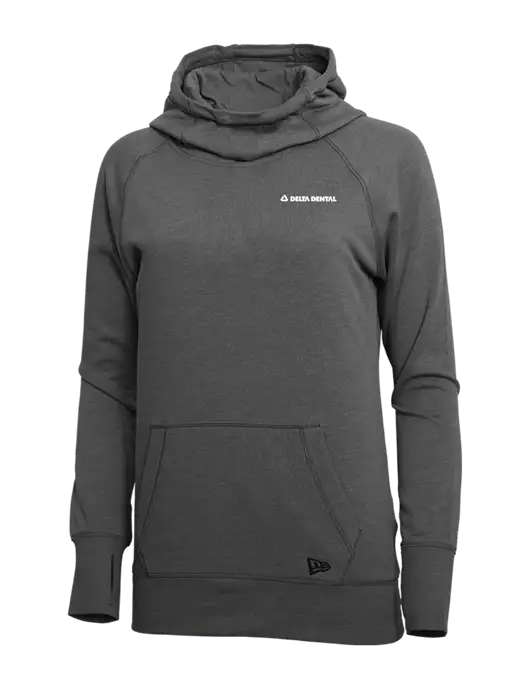 New Era Black Heather Womens Tri-Blend Fleece Pullover Hoodie w/Delta Dental