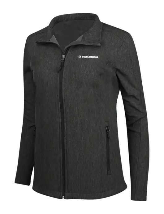 Black Charcoal Heather Womens Core Soft Shell Jacket w/Delta Dental