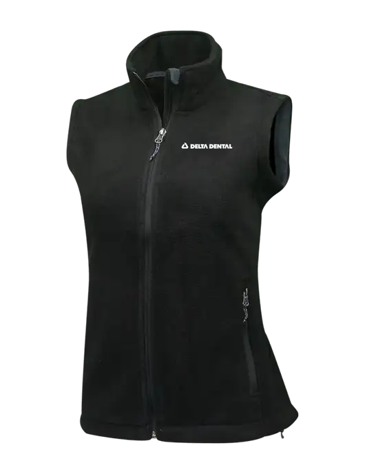 Womens Black Fleece Vest w/Delta Dental