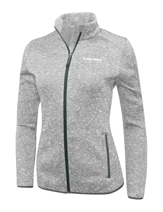 Grey Heather Womens Sweater Fleece Jacket w/Delta Dental