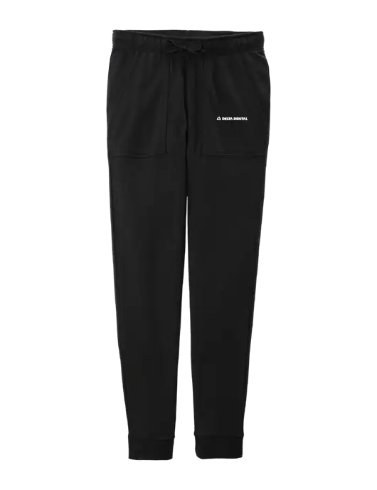 Womens Posicharge Tri-blend Wicking Black Triad Solid Fleece Jogger w/Delta Dental