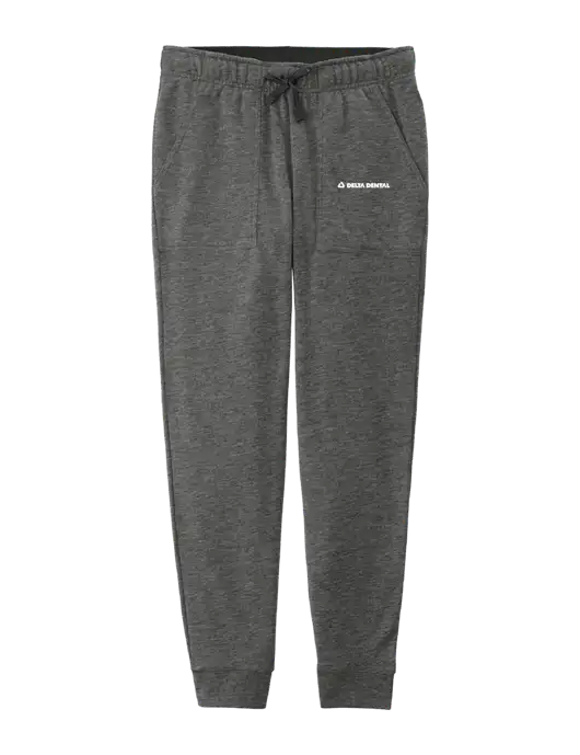 Womens Posicharge Tri-blend Wicking Dark Grey Heather Triad Solid Fleece Jogger w/Delta Dental